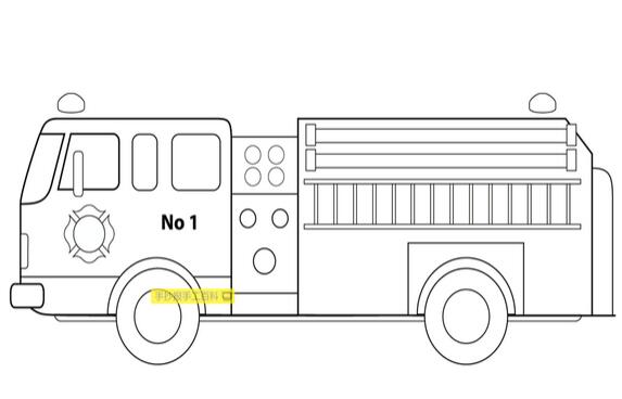 几种消防车简笔画画法图片