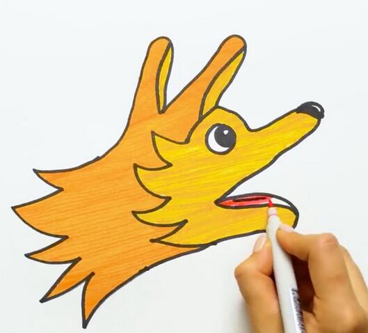 用手掌画出的卡通动物简笔画 狼
