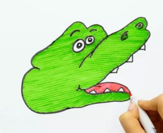 用手掌画出的卡通动物简笔画 鳄鱼