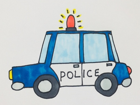 警察车简笔画彩色图片