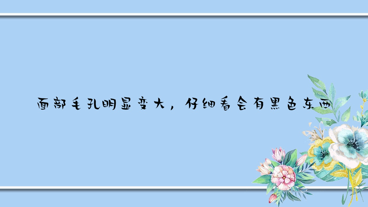 面部毛孔明显变大,仔细看会有黑色东西