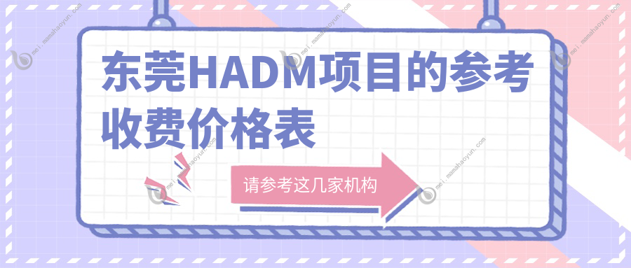 东莞HADM项目的参考收费价格表