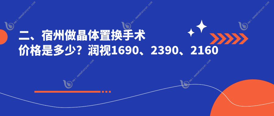 二、宿州做晶体置换手术价格是多少？润视1690、2390、2160