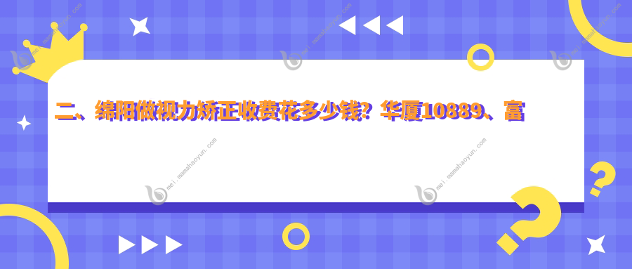 二、绵阳做视力矫正收费花多少钱？华厦10889、富临眼科11168、华厦眼科10689