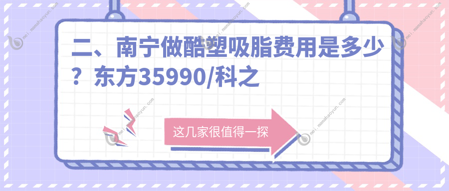 二、南宁做酷塑吸脂费用是多少？东方35990/科之美30450/密斯27588