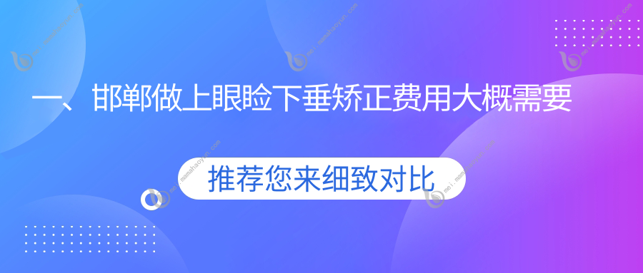 一、邯郸做上眼睑下垂矫正费用大概需要多少钱？出炉2025邯郸上眼睑下垂矫正价目单