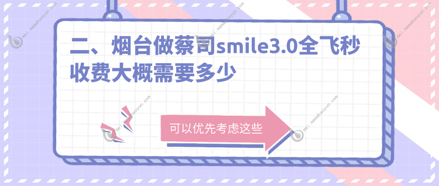 二、烟台做蔡司smile3.0全飞秒收费大概需要多少钱？华厦眼科13760、13399、12058