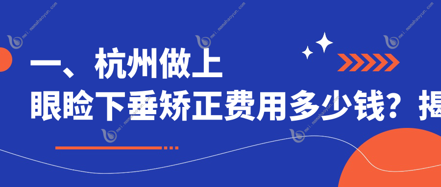 一、杭州做上眼睑下垂矫正费用多少钱？揭晓2025杭州上眼睑下垂矫正价目单