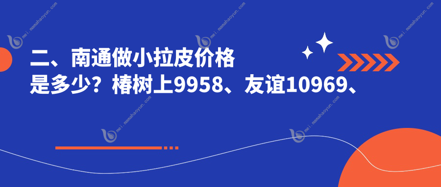 二、南通做小拉皮价格是多少？椿树上9958、友谊10969、俪人8698