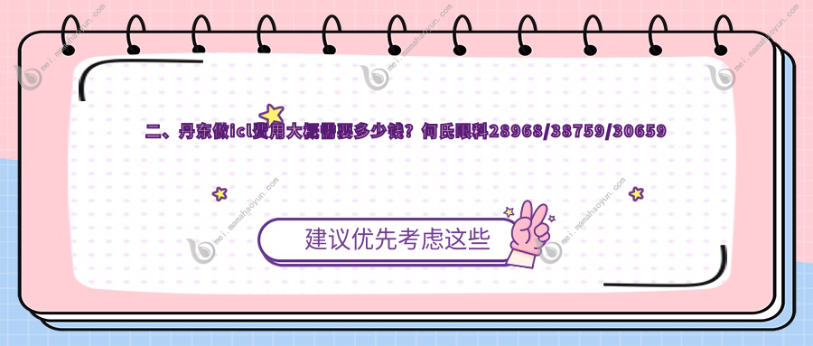 二、丹东做icl费用大概需要多少钱？何氏眼科28968/38759/30659