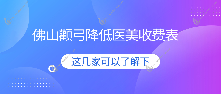 佛山颧弓降低医美收费表