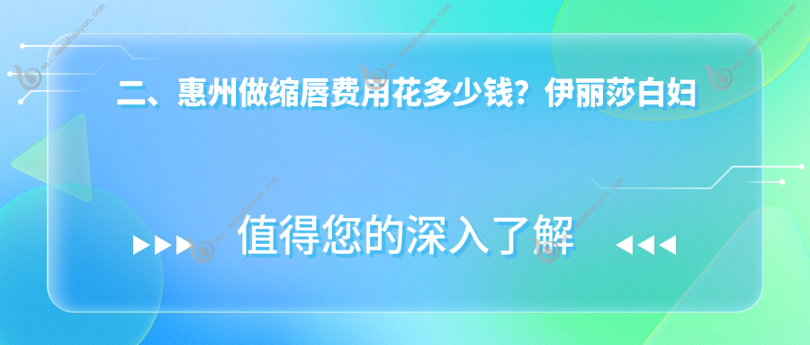二、惠州做缩唇费用花多少钱？伊丽莎白妇产医院3089/韩妃3080/百佳伊丽莎白3258