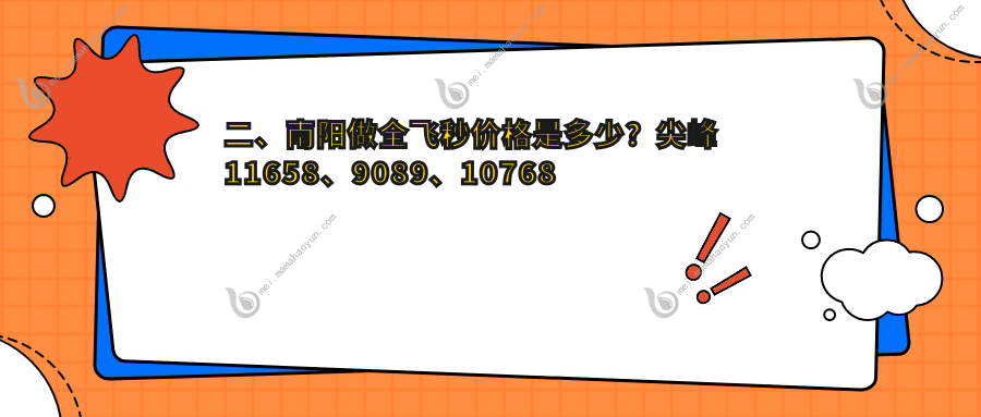 二、南阳做全飞秒价格是多少？尖峰11658、9089、10768