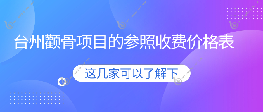 台州颧骨项目的参照收费价格表