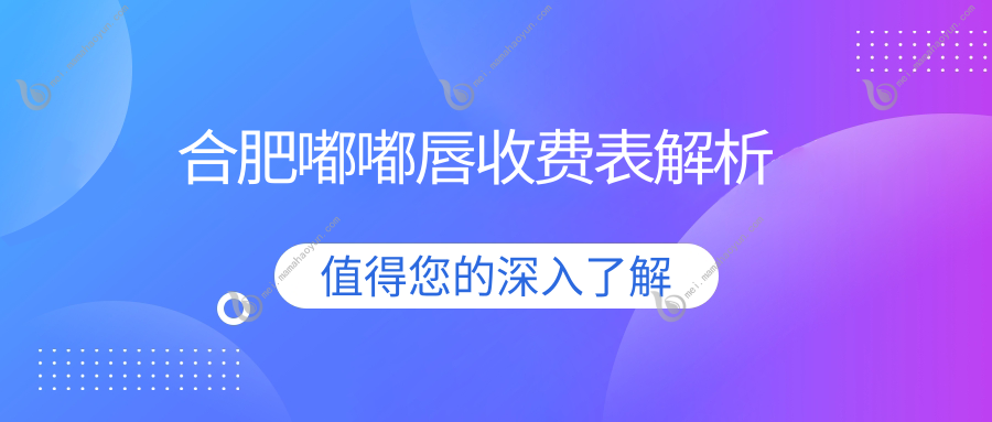 合肥嘟嘟唇收费表解析