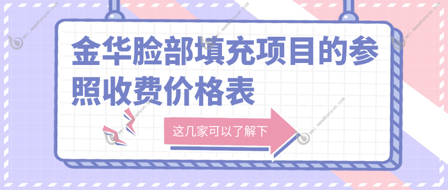 金华脸部填充项目的参照收费价格表
