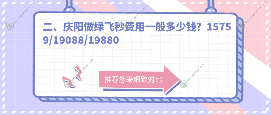 二、庆阳做绿飞秒费用一般多少钱？15759/19088/19880