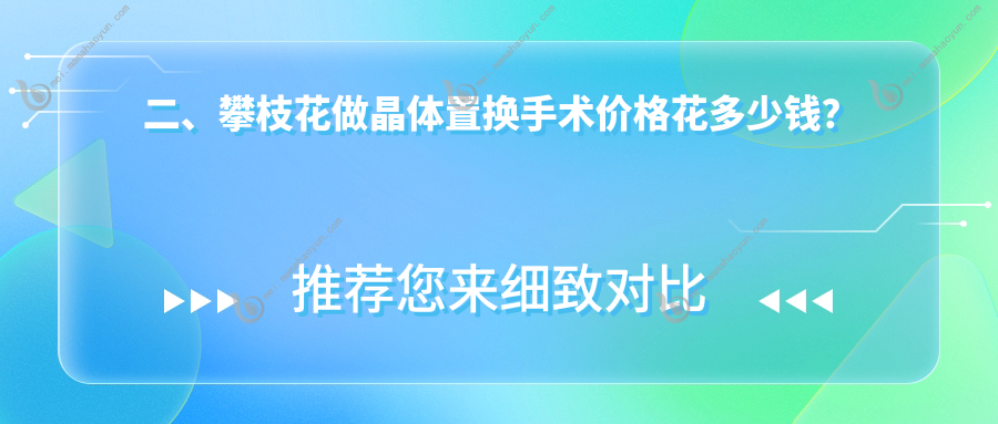 二、攀枝花做晶体置换手术价格花多少钱？精益1950、1958、1758