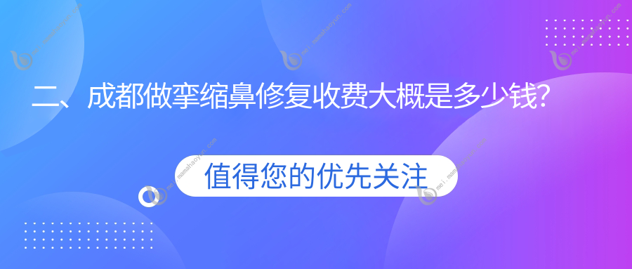 二、成都做挛缩鼻修复收费大概是多少钱？懿和唯美72180、健丽66980、友谊80658
